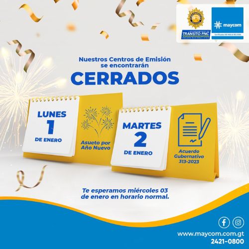 Horarios de entidades en Guatemala Maycom Licencias de conducir