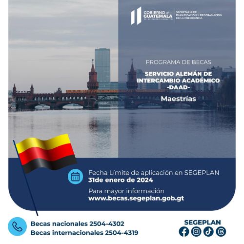 Becas maestrías en Taiwán, España y Alemania para guatemaltecos 2024
