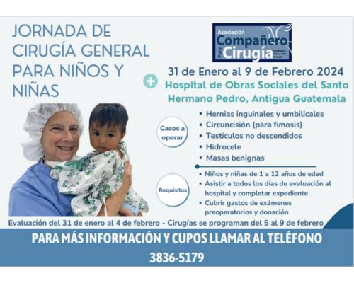 Jornada de cirugía general para niños y niñas a bajo costo en Antigua Guatemala