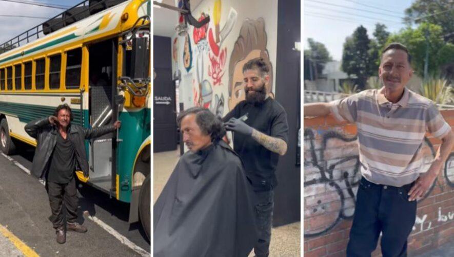 Pepe Barbero regaló un cambio de look a un guatemalteco que ayuda en una parada de buses