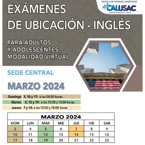 Exámanes ubicación inglés Calusac