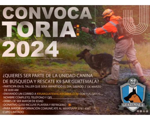 K9 SAR Guatemala Aspirantes a voluntarios 2024