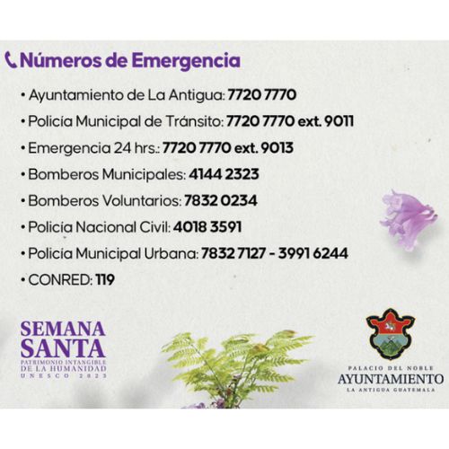 Números de emergencia en Antigua Guatemala semana santa