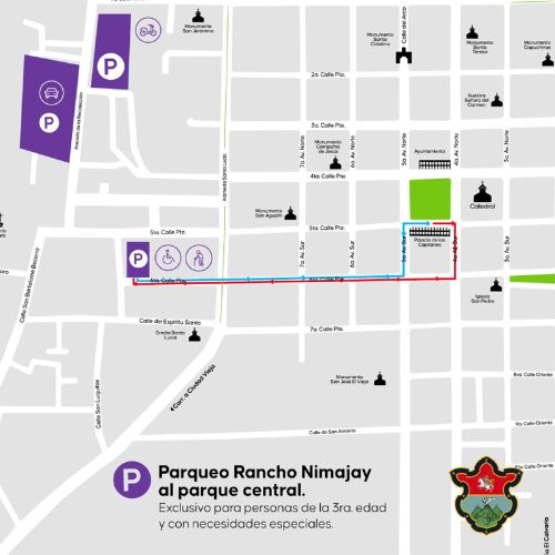 Parqueo municipal personas con discapacidad Antigua Guatemala