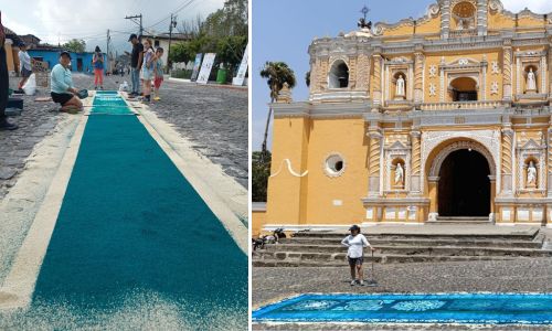 Alfombra de Semana Santa con colores del agua