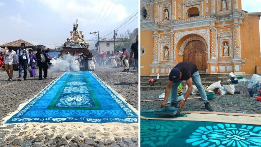 Alfombra de Semana Santa inspirada en los colores del agua