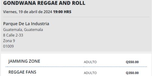 Gondwana en Guatemala 2024 entradas