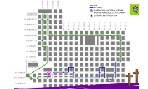 Recorrido procesión de Cristo Yacente del Calvario y La Reina de la Paz 2024