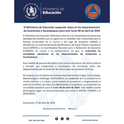 Clases en Guatemala suspendidas 2024
