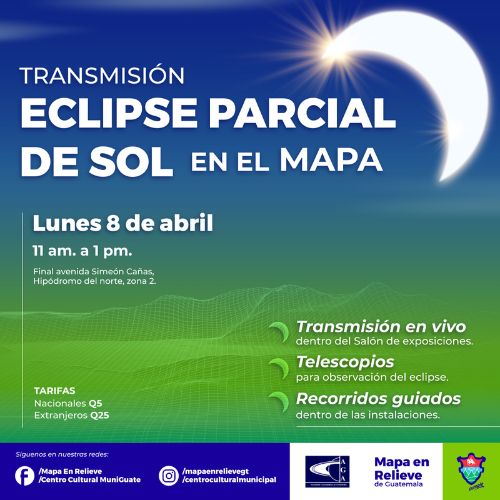 Mapa en Relieve observación del eclipse parcial de Sol