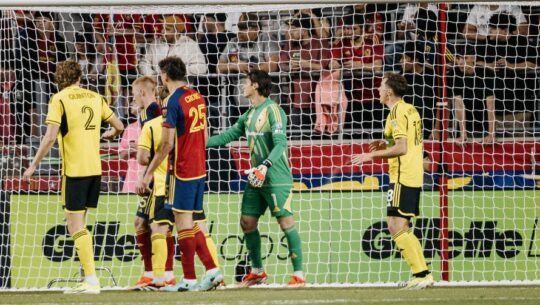Nicholas Hagen en el partido de Columbus contra Real Salt Lake