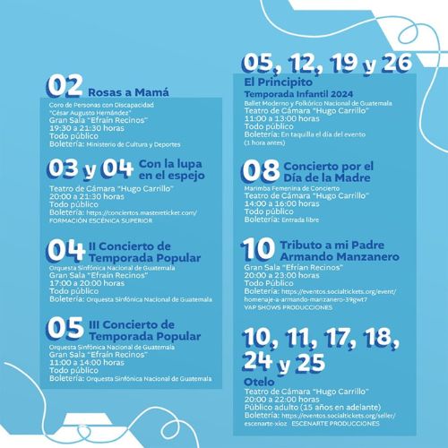 Actividades Cartelera Cultural Mayo 2024