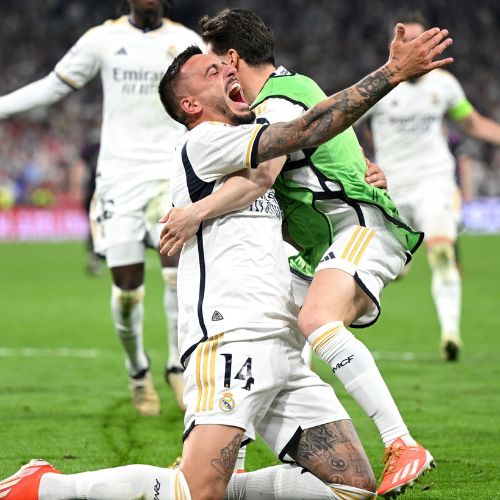 Joselu del Real Madrid celebra