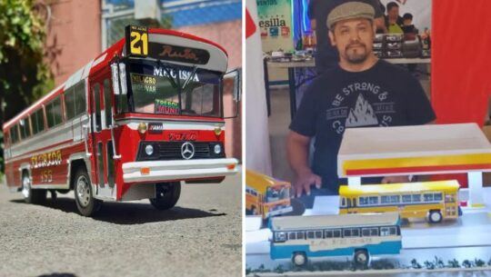 José Marroquin, guatemalteco que fabrica autobuses retro a escala