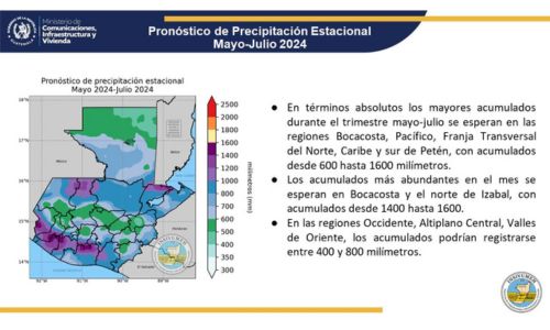 Lluvia y máximas temperaturas en Guatemala mayo 2024