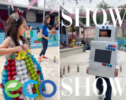 Niños El Progreso fabricaron atuendos con materiales reciclados