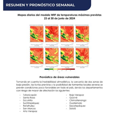 Clima Guatemala del 24 al 30 de junio 2024