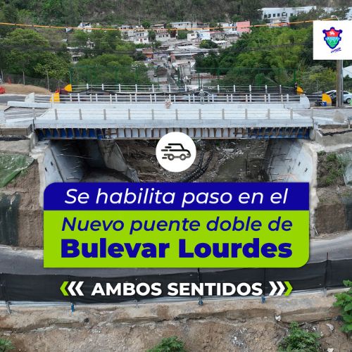 Paso puente doble en Bulevar Lourdes habilitado, zona 5 Ciudad Guatemala