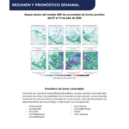 Clima Guatemala del 15 al 21 de julio 2024