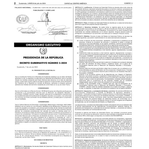 Declararon Estado de Calamidad Pública por lluvias en Guatemala