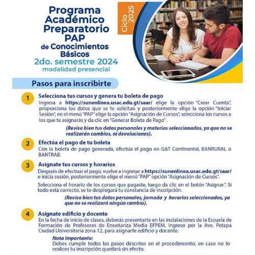 Inscripciones Cursos del Programa Académico Preparatorio 2024