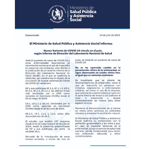 Ministerio de Salud nuevas variantes de covid-19 en Guatemala