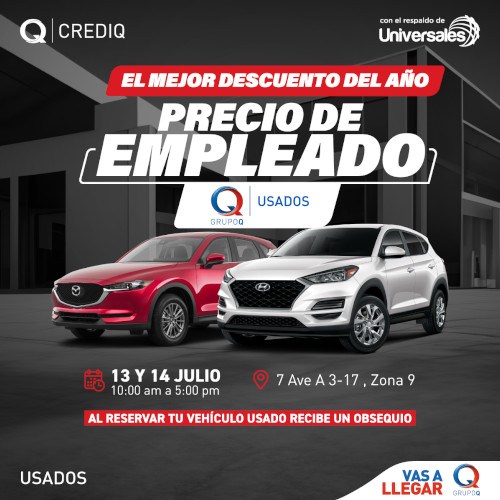 Precio de Empleado feria de liquidación de vehículos usados en Guatemala