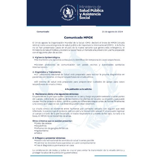 Plan de acción y recomendaciones sobre mpox en Guatemala