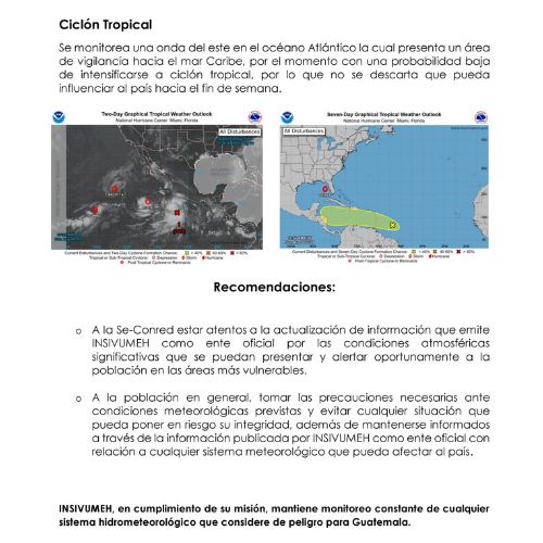 Pronósstico del clima en Guatemala del 5 al 11 de agosto 2024