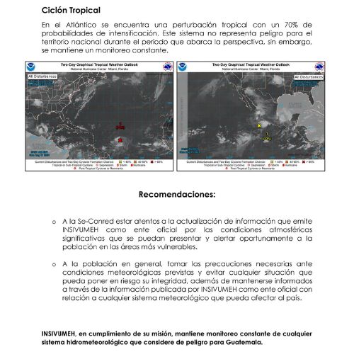 Pronóstico del clima en Guatemala del 12 al 18 de agosto 2024