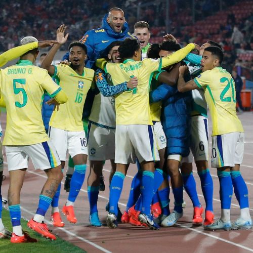 Festejo de Brasil frente a Chile