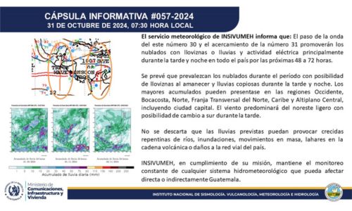 Pronóstico Clima en Guatemala del 1 al 3 de noviembre 2024