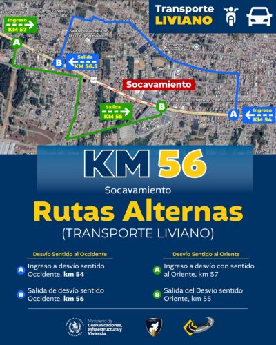 Rutas alternas en km 56 de la interamericana octubre 2024