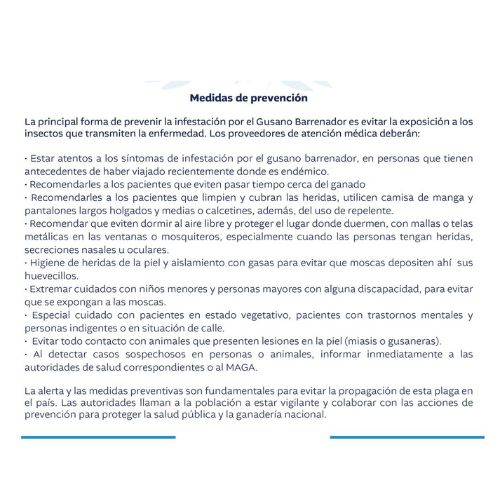 Ministerio de Salud alerta epidemiológica y recomendaciones Gusano Barrenador del Ganado Guatemala