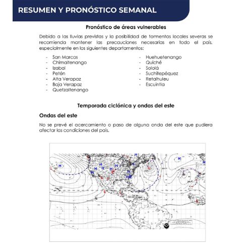 Pronóstico del clima en Guatemala del 18 al 24 de noviembre 2024