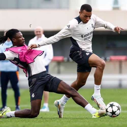 Kylian Mbappé y Camavinga en entrenamiento