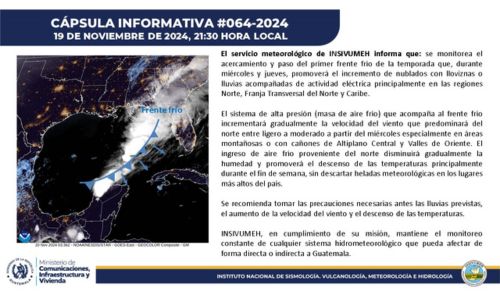 Recomendaciones Primer frente frío en Guatemala 2024