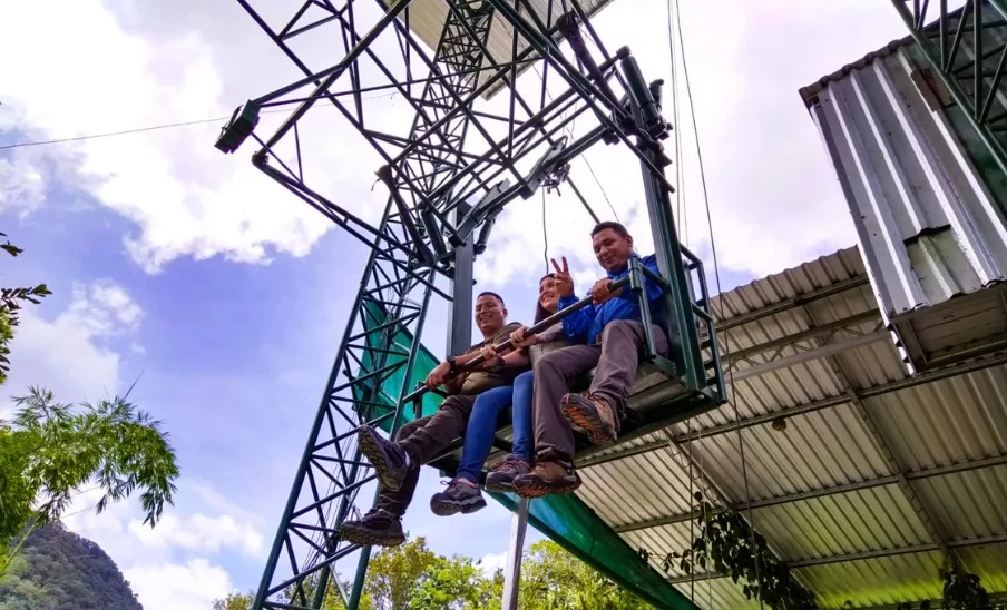 El columpio gigante en Eco Muro Olopa en Chiquimula