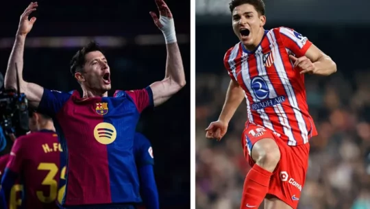 Robert Lewandowski y Julián Álvarez