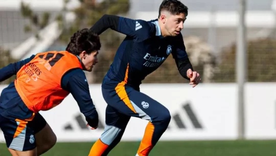 Fede Valverde del Real Madrid en entrenamiento