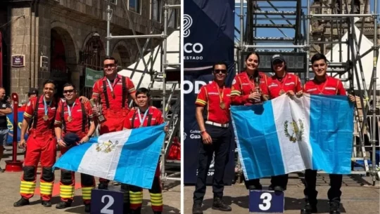 Bomberos guatemaltecos destacaron en el top 3 de competencia en México