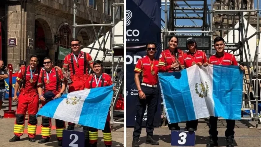 Bomberos guatemaltecos destacaron en el top 3 de competencia en México