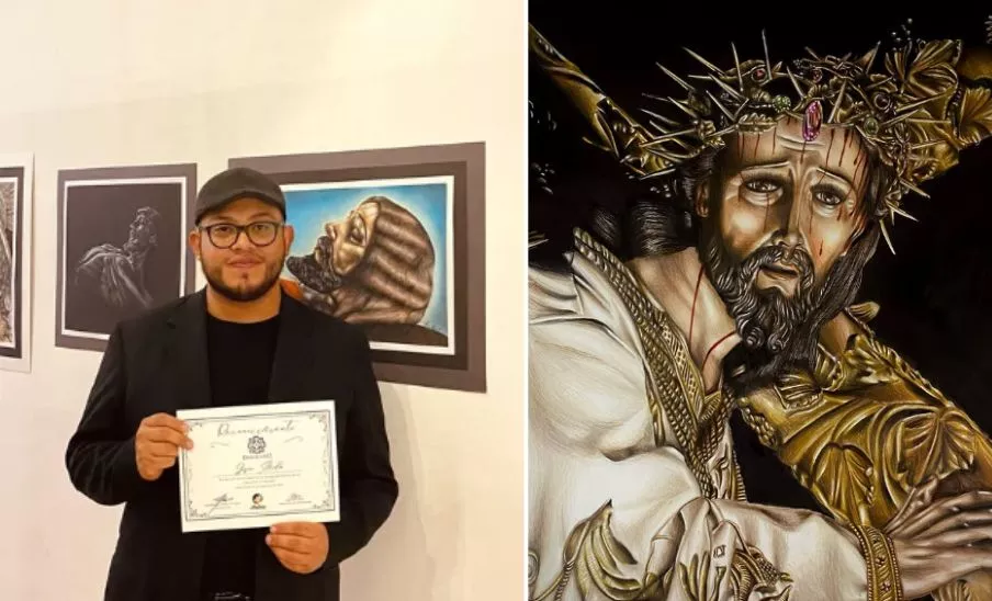 Josué Ávila, el artista marquense que retrata imágenes religiosas a mano