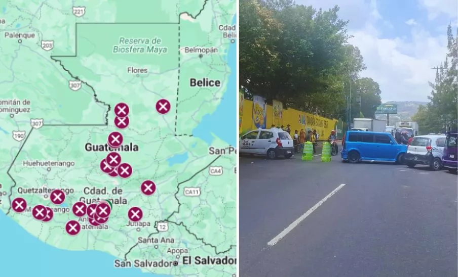 Mapa de Provial Bloqueos en Guatemala 2025 por seguro obligatorio 19 de marzo