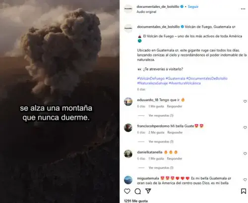 Guatemala destacada en Documentales de Bolsillo Volcán de Fuego