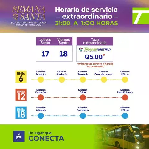 Horario extraordinario de Transmetro en Semana Santa 2025