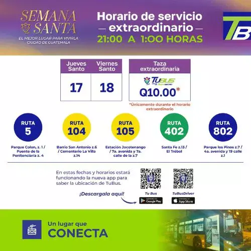 Horario extraordinario de TuBus en Semana Santa 2025