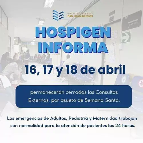 Horarios Semana Santa 2025 Hospital General San Juan de Dios