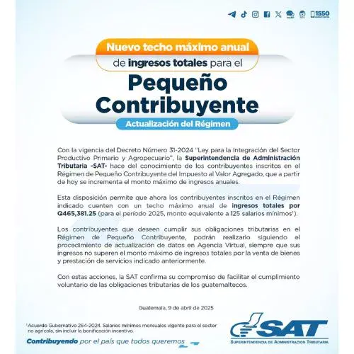 Reformas al régimen de pequeño contribuyente Guatemala