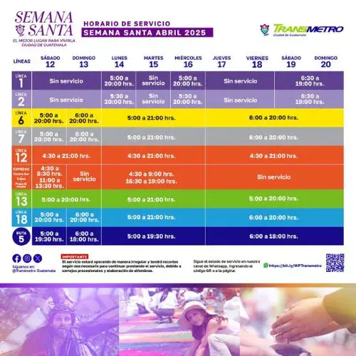 Semana Santa 2025 en Guatemala Horarios de Transmetro y TuBus en Ciudad Guatemala